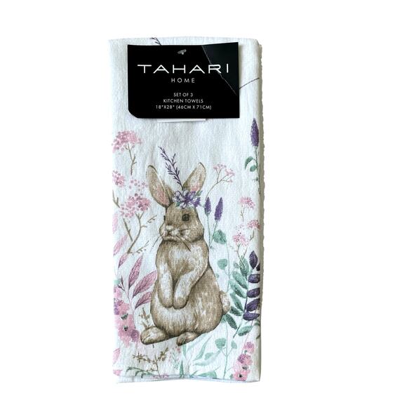 Tahari Other - TAHARI HOME Kitchen Towels 3pk Easter Bunny Rabbit Spring Floral 18" X 28" New